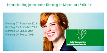 Infonachmittag jeden ersten Dienstag im Monat, Termine für das erste Schulhalbjahr 2023-24: 2. November 2023, 5. Dezember 2023, 2. Januar 2024, 6. Februar 2024